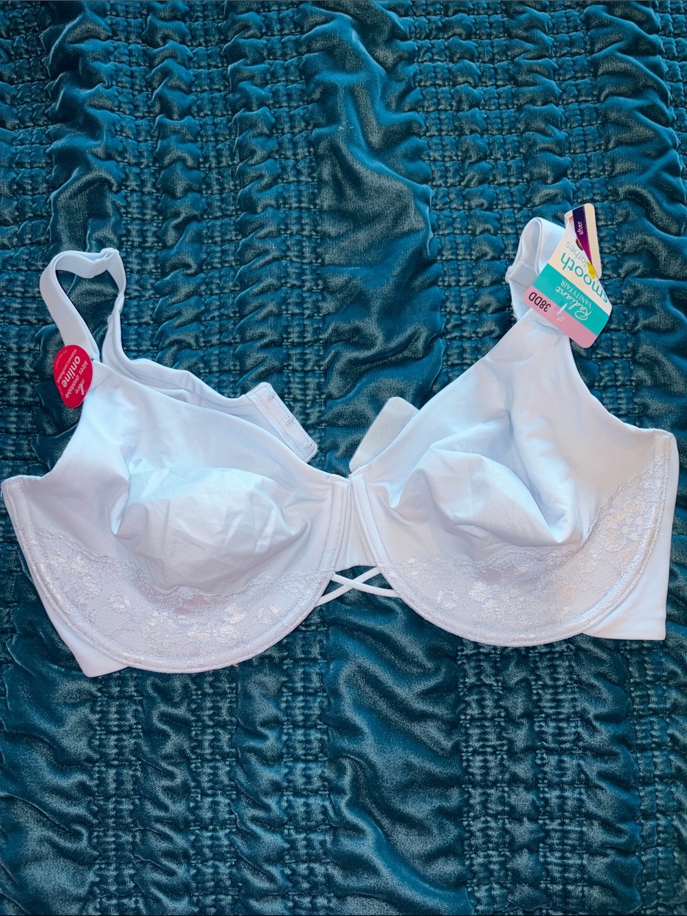 Vanity Fair White Full-Coverage Underwire Bra with Lace Trim